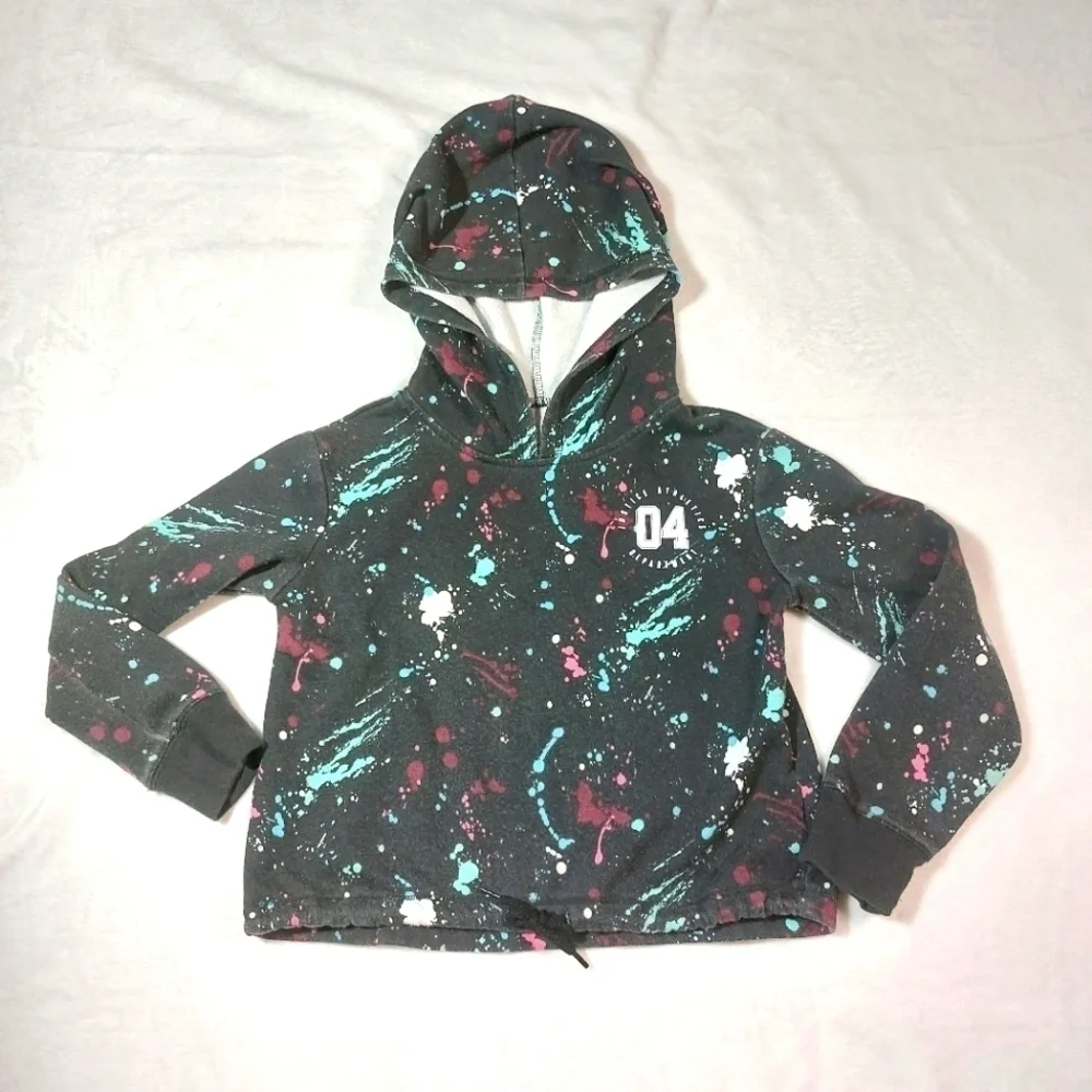 Justice Active Black Paint Splatter Hoodie Size 6
